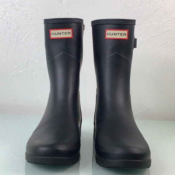 Hunter Original Refined Short Rain boots black size 9 EUC - Picture 1 of 16